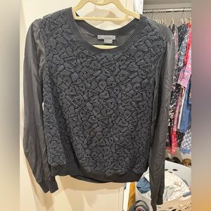 Vince silk and appliqué sweatshirt blouse